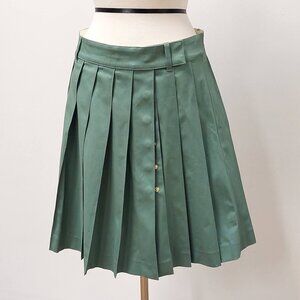 J. Crew Green, Pleated, Cotton Twill Short Skirt; Size: 4